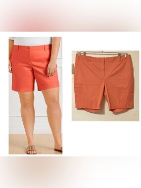 NEW Talbots Plus Size Relaxed Chino Classic Coral Shorts Casual Coral/Peach 24W